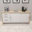 Ver imagem 4 de Kit 4 Peças com Mesa para Escritório Diretor em L, Armário Multiuso Alto, Armário Baixo e Balcão com