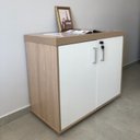 Ver imagem 7 de Conjunto 4 Peças com Mesa para Escritório Diretor em L, Armário Multiuso Alto, Baixo e Balcão com Carvalho Branco Artany