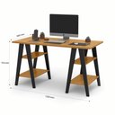 Ver imagem 4 de Mesa Escrivaninha Trípoli 1,35x0,66 Tampo 30mm 4 Prateleiras Preto Pes Madeira
