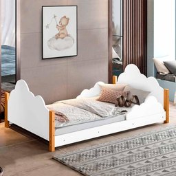 Cama Infantil Nuvem com Grade de Proteção Branca Cristal Divaloto - 1