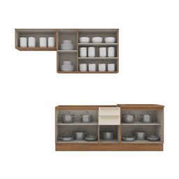 Cozinha Compacta 4 Peças com Balcão Pia Yasmin Espresso Móveis - 3