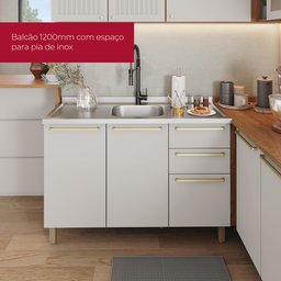 Cozinha Compacta 4 Peças com Balcão Pia Yasmin Espresso Móveis - 10