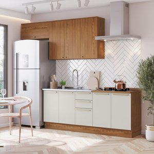 Cozinha Compacta 4 Peças com Balcão Pia Yasmin Espresso Móveis