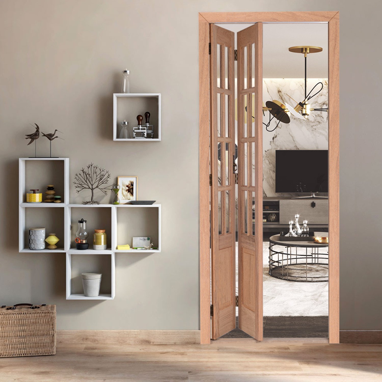 Kit Porta Camarão Quadriculada em Eucalipto e Abertura Direita, 213cm X 84cm X 12cm