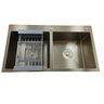 Cuba Dupla Para Cozinha Gourmet Turquesa Aço Inox 85x45CM - 2