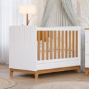 Ver imagem 1 de Berço Americano 2 em 1 100% MDF para Colchão 130x70cm Multimóveis Crper-BER002 Branco/Madeirado