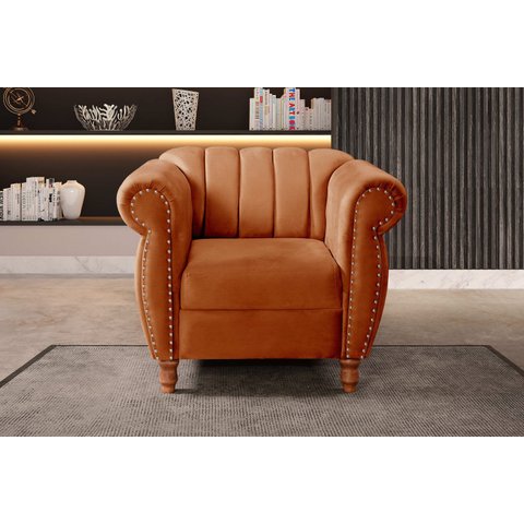 Poltrona Realeza Chesterfield Cadeira Vintage Decoração Retrô Laranja Terracota