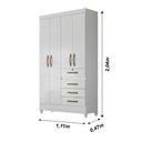 Ver mais imagens de Guarda Roupa Solteiro 4 Portas 4 Gavetas Branco - Rosa - Azul - Lilas Flex Sobral - Moval