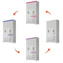 Ver imagem 6 de Guarda Roupa Solteiro 4 Portas 4 Gavetas Branco - Rosa - Azul - Lilas Flex Sobral - Moval