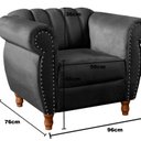 Ver imagem 3 de Poltrona Realeza Chesterfield Cadeira Vintage Decoração Retrô Preto