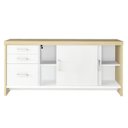 Ver imagem 4 de Kit 4 Peças com Mesa Diretor em L, Gaveteiro, Balcão e Armário Alto em Tamburato