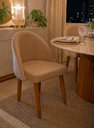 Ver imagem 1 de Cadeira Lua Estofada Moderna Sala de Jantar Suede Cappuccino
