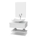 Ver imagem 2 de Kit com 4 Conjuntos para Banheiro Gabinete com Cuba F44 e Prateleira 605W Metrópole Branco/Chess