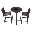 Ver imagem 1 de Conjunto Bistrô Champanheira Tampo Ripado e 2 Banquetas França Corda Náutica Marrom