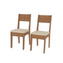 Ver imagem 2 de Conjunto 2 Cadeiras de Jantar Estofadas 90cm Bege Cor:freijó com Bege