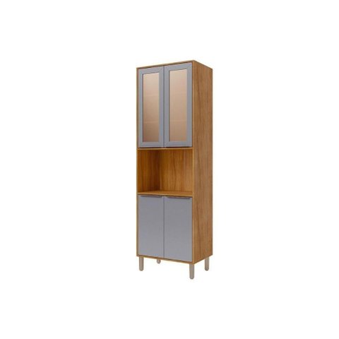 Paneleiro de Cozinha Celeste com 4 Portas e 4 Prateleiras em MDF 70cm Cinamomo-Platina MGM