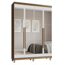 Ver imagem 2 de Guarda-Roupa Solteiro com Pés 4 Portas Batentes com Espelhos Rustic/Branco/Rustic Saturno Madesa