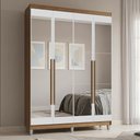 Ver imagem 1 de Guarda-Roupa Solteiro com Pés 4 Portas Batentes com Espelhos Rustic/Branco/Rustic Saturno Madesa