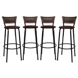 Kit 4 Banquetas para Cozinha Banco Alto Junco Argila Balcão Ilha Bancada Bares Piscina Área Gourmet - 1