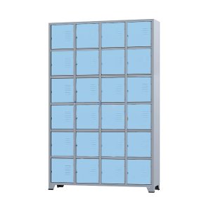 Armário Roupeiro de Aço 24 Portas para Vestiário Academia Locker Azul Claro com Chave
