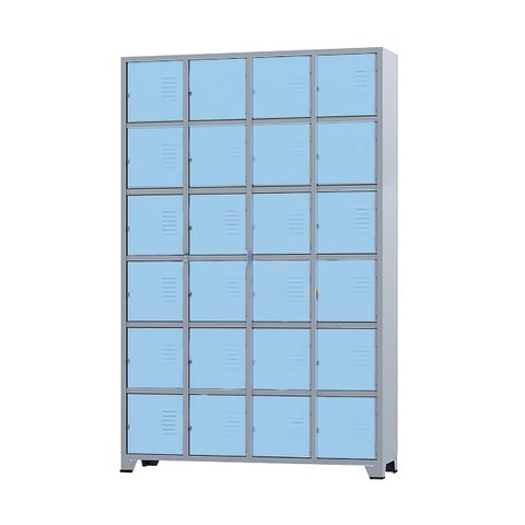 Armário Roupeiro de Aço 24 Portas para Vestiário Academia Locker Azul Claro com Chave