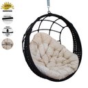 Ver imagem 4 de Balanço Suspenso Ninho Corda Náutica Preta Almofada Impermeável Branco + Mola e Mosquetão