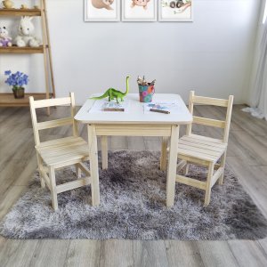 Conjunto Mesinha Infantil Didática Mesa com 2 Cadeiras Kit Madeira Maciça Pinus Resistente