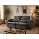 Ver imagem 1 de Sofá com Chaise Beatriz 3 Lugares Retrátil e Reclinável 195cm Cinza