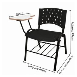 KIT 10 Cadeiras Universitárias PRETA com porta livros - 4