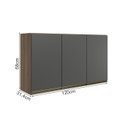 Ver imagem 3 de Armario Aereo 3 Portas Mdf 120 Cm Kali 12197 Carvalho Toq Chumbo Nicioli