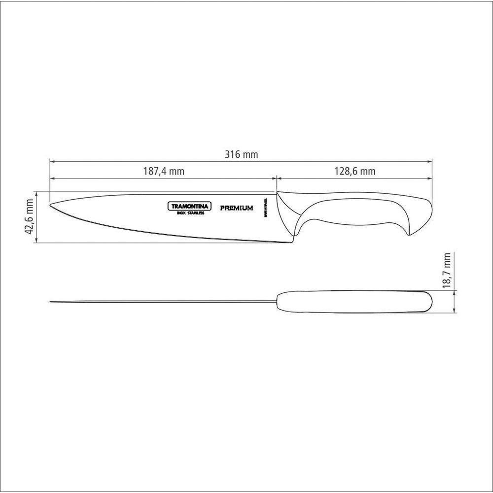 Faca para Cozinha Premium com Lâmina em Aço Inox e Cabo de Polipropileno Branco 7" - 2