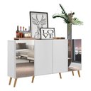 Ver imagem 1 de Aparador Buffet Retrô Com Espelho Multimóveis Branco/natural
