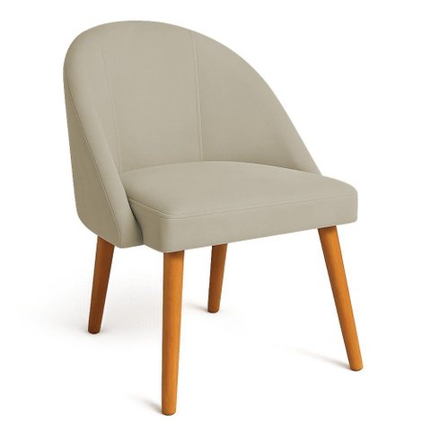 Cadeira Poltrona de Jantar Luna Suede Capuccino Pés Palito Castanho