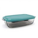 Ver imagem 1 de Assadeira Retangular de Vidro Marinex Seletta Tampa Azul 3,5l - Nadir