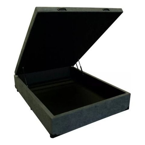 Base Box Baú Casal 1,38 X 1,88 Lacrado Chapa Compensado - Cinza