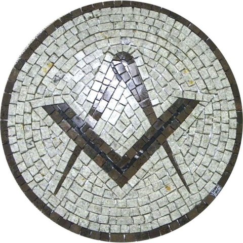 Piso Maçom em Mosaico Esquadro e Compasso Ii