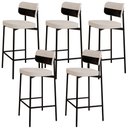 Ver imagem 1 de Kit 05 Banquetas Alta Bar Cozinha Sala de Jantar Aço Preto Kaira C01 Linho Palha Courino Preto - Lya