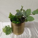 Ver imagem 5 de Cachepô de Metal Dourado 16x14x14cm Vaso Plantas Jardim Sala Suculenta Flores