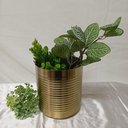 Ver imagem 6 de Cachepô de Metal Dourado 16x14x14cm Vaso Plantas Jardim Sala Suculenta Flores