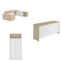Ver imagem 2 de Conjunto 3 Peças com Mesa para Escritório Presidente, Balcão para e Armário Multiuso Alto em T Carvalho Branco Artany