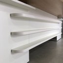 Ver imagem 5 de Conjunto 3 Peças com Mesa para Escritório Presidente, Balcão para e Armário Multiuso Alto em T Carvalho Branco Artany