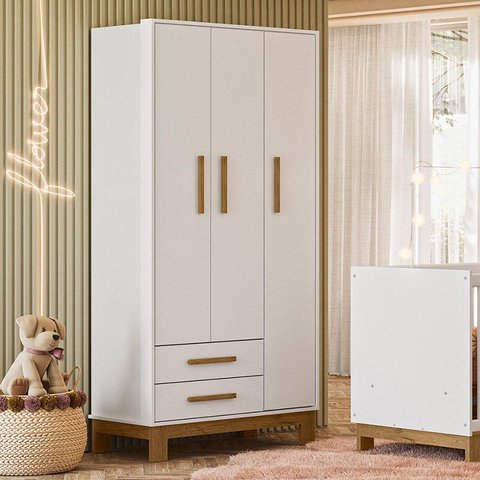 Guarda Roupa Infantil Q Encanto Slim 4340 Branco Acetinado Ambiente - Qmovi