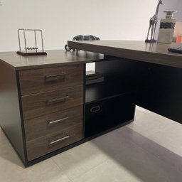 Kit 3 Peças com Mesa para Escritório Presidente, Balcão para Escritório e Armário Multiuso Alto em Tamburato - 8