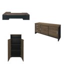 Ver imagem 2 de Conjunto 3 Peças com Mesa para Escritório Presidente, Balcão para e Armário Multiuso Alto em T Charuto Preto Artany
