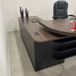 Kit 3 Peças com Mesa para Escritório Presidente, Balcão para Escritório e Armário Multiuso Alto em Tamburato - 6