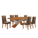 Ver imagem 1 de Mesa de Jantar Yasmin 180 cm Tampo MDF Canto Copo Laminado com 6 Cadeiras Moderna Mobília