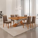 Ver imagem 2 de Mesa de Jantar Yasmin 180 cm Tampo MDF Canto Copo Laminado com 6 Cadeiras Moderna Mobília