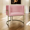 Ver imagem 2 de Poltrona Decorativa Recepção Luna Suede Base Ferro Champagne