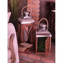 Ver imagem 3 de Lanterna Marroquina Metal Madeira Alça em Corda Porta Velas