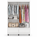 Ver imagem 4 de Guarda Roupa Solteiro Romeu 4 Portas 2 Gavetas 120cm com Cabideiro Branco - Rede Móveis